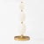 Alabaster table lamp with antique brass trim and linen shade.