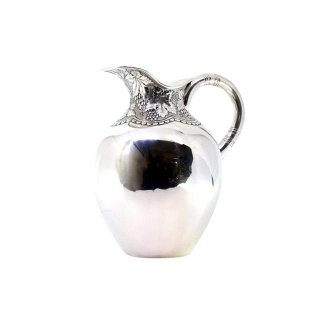 Silver Rounded Water Jug with Raised Bunches of Grapes For Sale - Image 8 of 8
