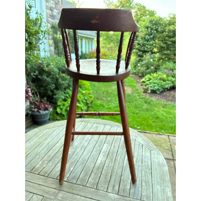 Wood Antique Windsor Child's High Chair - C 1840 Pennsylvania Primitive For Sale - Image 7 of 8