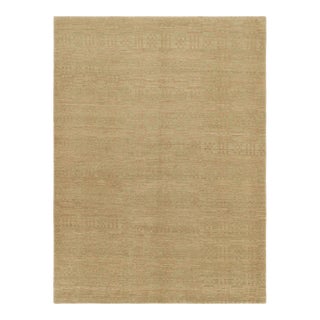 Handmade Contemporary Rug in Green and Brown Geometric Pattern by Rug & Kilim For Sale