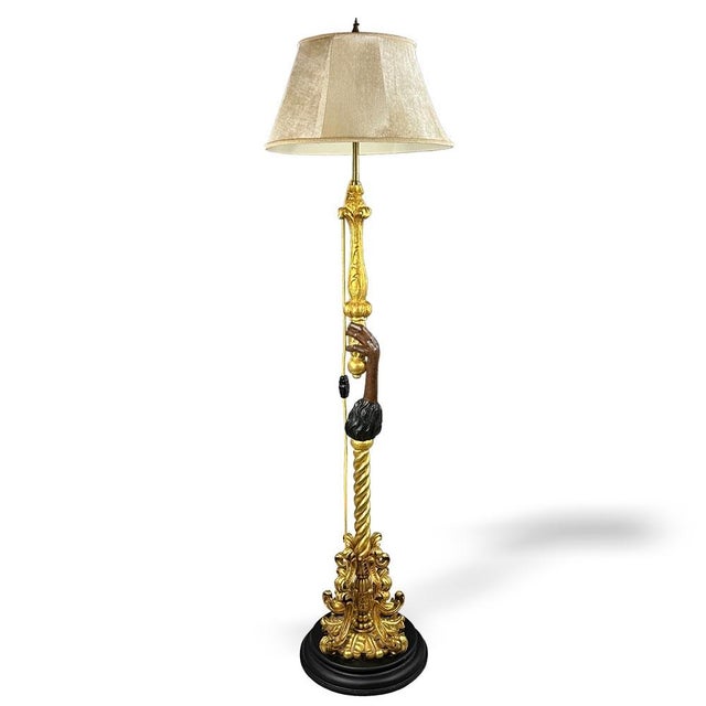 Antique Sculptural Gilded Wooden Floor Lamp, 1920s For Sale - Image 10 of 10