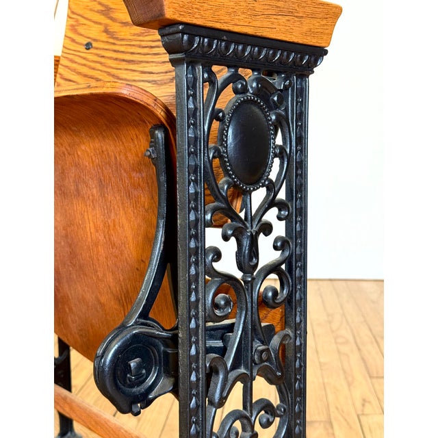 Brown Late 19th Century Restored Oak Auditorium Seat Unit For Sale - Image 8 of 16