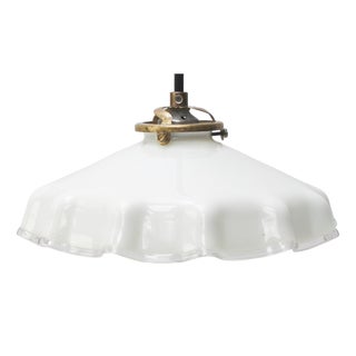 French White Opaline Glass Pendant Lamp For Sale