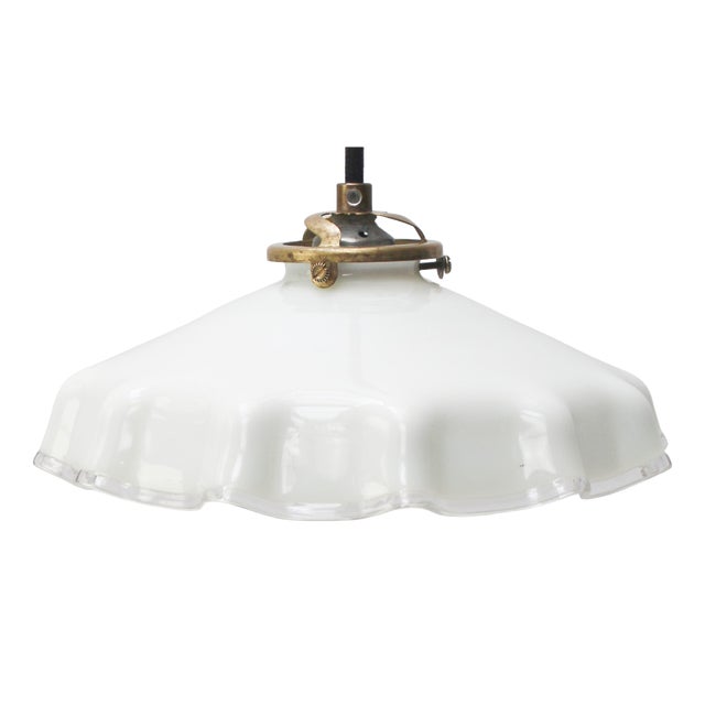 French White Opaline Glass Pendant Lamp For Sale