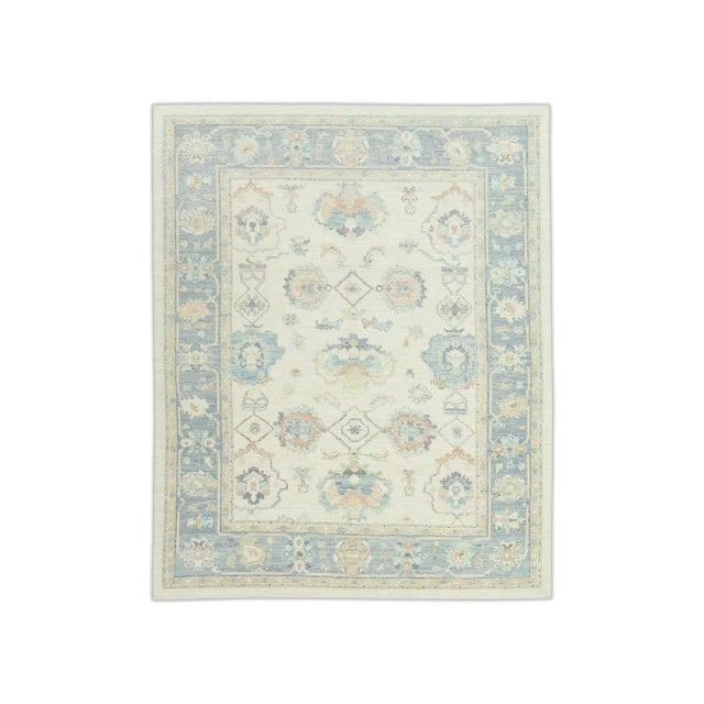 21st Century Handwoven Wool Turkish Oushak Pastel Grey Oriental Rug 9'x 11'6" For Sale In Houston - Image 6 of 7