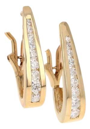 0.85 Carat Diamond Yellow Gold Earrings, A Pair