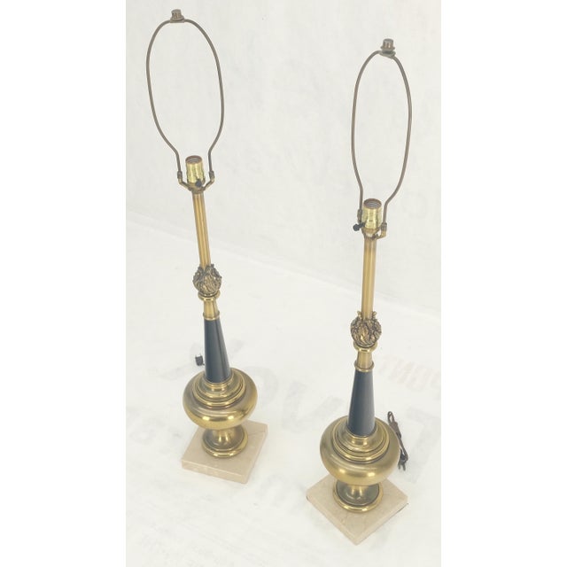 Pair of Mid Century Modern Brass Vase Shape Table Lamps Stiffel MINT! For Sale - Image 13 of 14