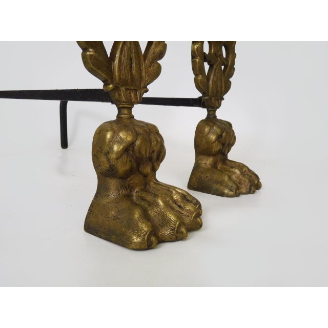 Early 20th Century Bronze Andirons with Lions Paw Feet For Sale - Image 6 of 9