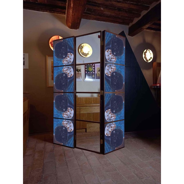 Room divider with design and mirrors by Pietro Meccani. A beautiful design piece featuring two elements made of wenge-...
