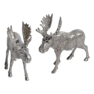 St. Anton Pewter Moose Design Salt & Pepper Shaker For Sale