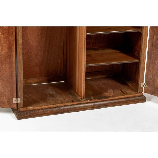 Antique French Art Deco Mahogany Wardrobe Armoire Cabinet, 1940s For Sale - Image 9 of 17