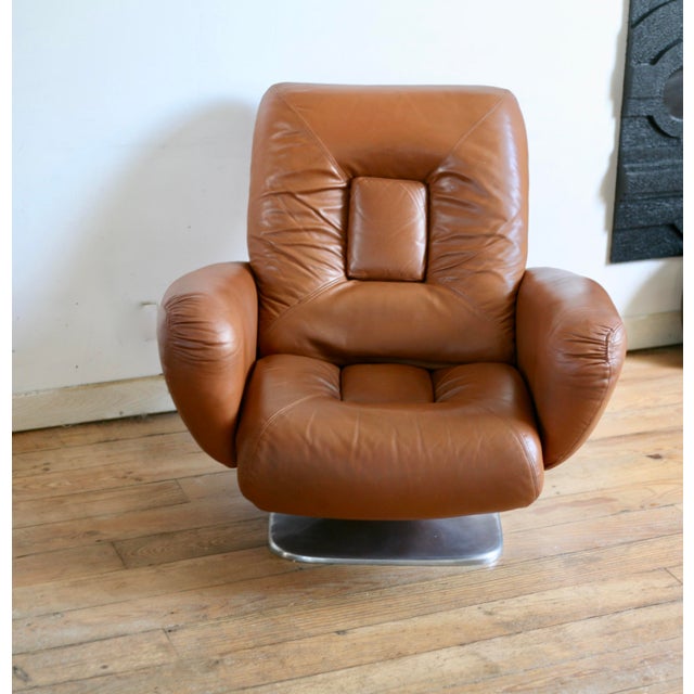 Space Age Chair in Leather by Jean Prévost, 1970s For Sale - Image 4 of 15