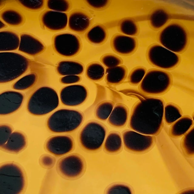 Murano Vintage Italian Murano Style Amber Tortoise Shell Glass Large Serving Bowl / Centerpiece For Sale - Image 4 of 8