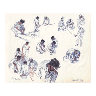 Ivy Attwell Drawing of Working Figures For Sale
