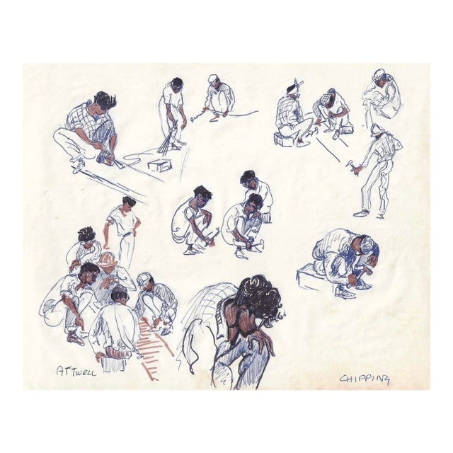 Ivy Attwell Drawing of Working Figures For Sale