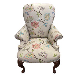 Accent Chair Vintage French With Designer Embroidered Fabric For Sale