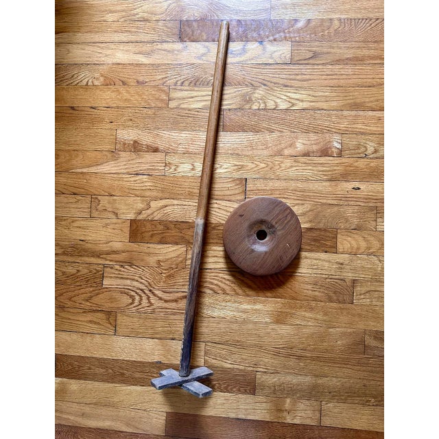 Antique Wooden Butter Churn With Original Dasher, 19th Century American Primitive, Brass-Banded Barrel For Sale In Nashville - Image 6 of 6