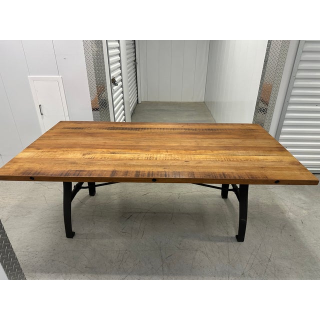 Wood Wrought Iron and Walnut Dining Table For Sale - Image 7 of 7