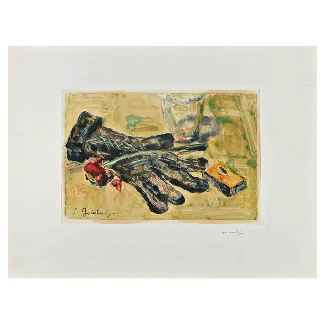 Simon Goldberg, Still Life with Glove, Monotype, Mid-20th Century For Sale