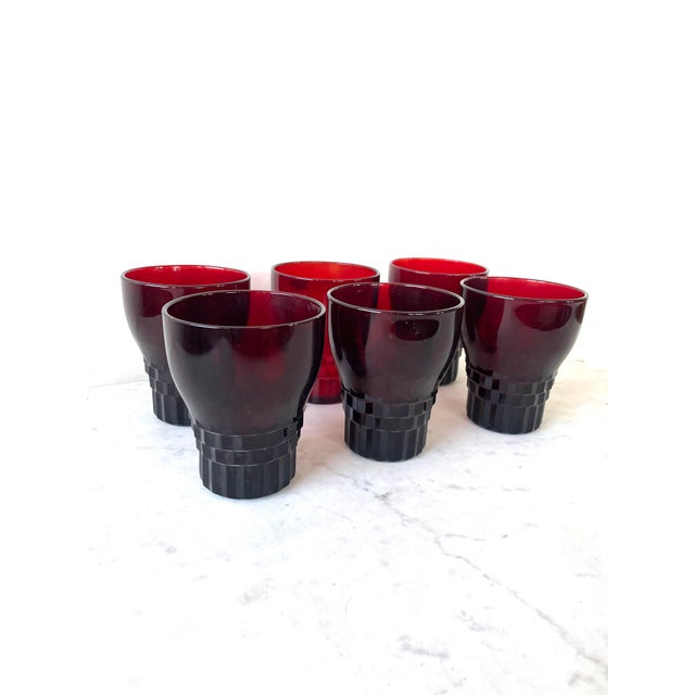 Vintage MidCentury Modern Ruby Red Cocktail Glasses Set of 6 Chairish