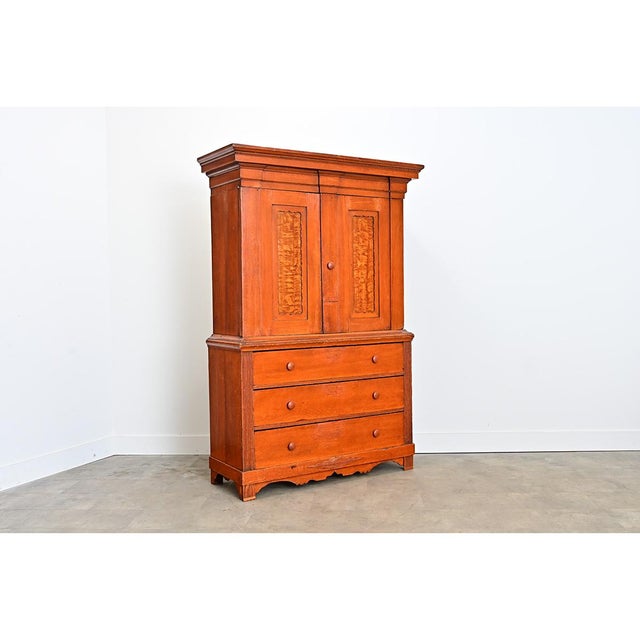 Wood Swedish 18th Century Painted Linen Press For Sale - Image 7 of 16