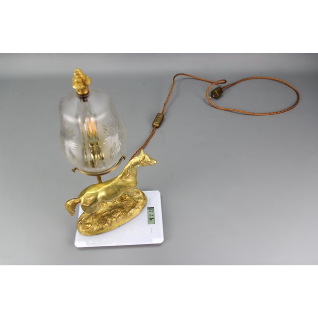 French Bronze Table Lamp with Horse Sculpture, 1950s For Sale - Image 15 of 18