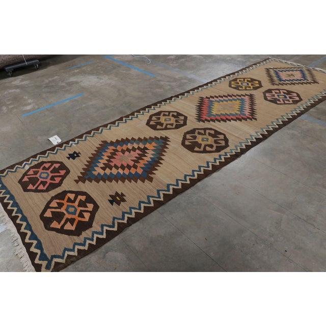 Traditional Antique Persian Kilim Runner Rug in Colorful Geometric Medallions | Rug & Kilim For Sale - Image 3 of 8