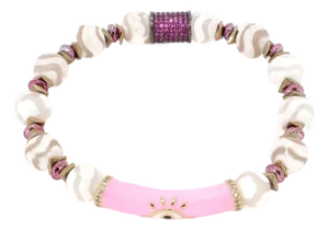 Pink Evil Eye White Nepal Agate Beaded Love Protection Bracelet