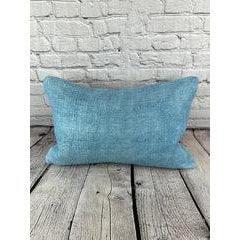 16 x 24 Hemp Pillow Turkish Cushion Natural Blue Pillow Cushion Cover For Sale - Image 4 of 4