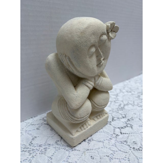 Sweet rustic Asian monk with a serene expression and a flower. Love his bare toes and sandals. Whimsical stone pottery...