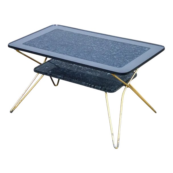 Italian Glass and Metal Coffee Table, 1950s For Sale