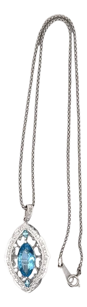 Santa Maria Aquamarine Diamond Platinum Navette Pendant