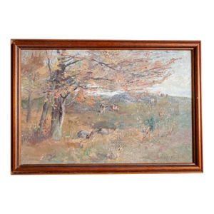 20th Century American Impressionist Barbizon School Landscape With Cows by Elizabeth Hunt Barrett