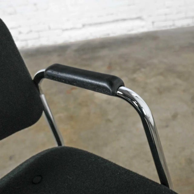 Vintage Modern Black & Chrome Cantilever Chair by United Chair Co Style of Steelcase For Sale - Image 10 of 13