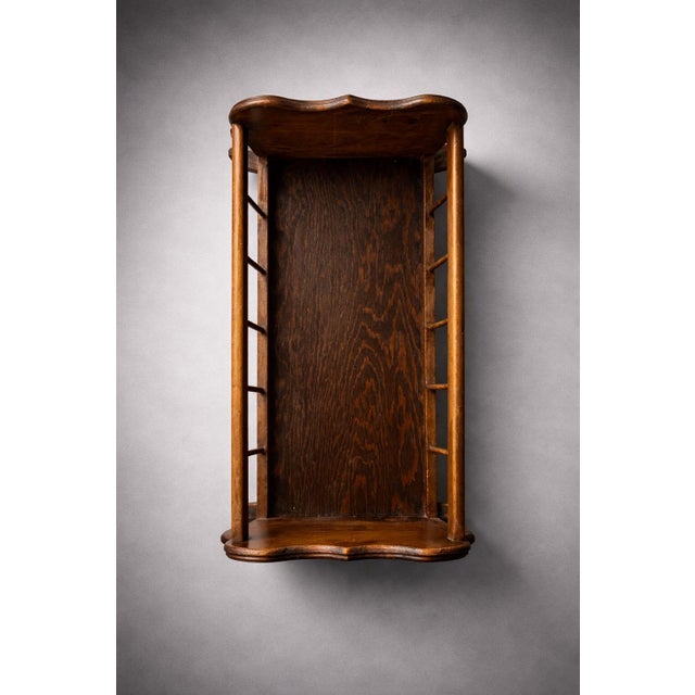 Wood Antique Wooden Doll Bed— Spindle-Side Rocking Bed in Old Chapel Walnut Finish, Decorative Nursery Display Piece For Sale - Image 7 of 8