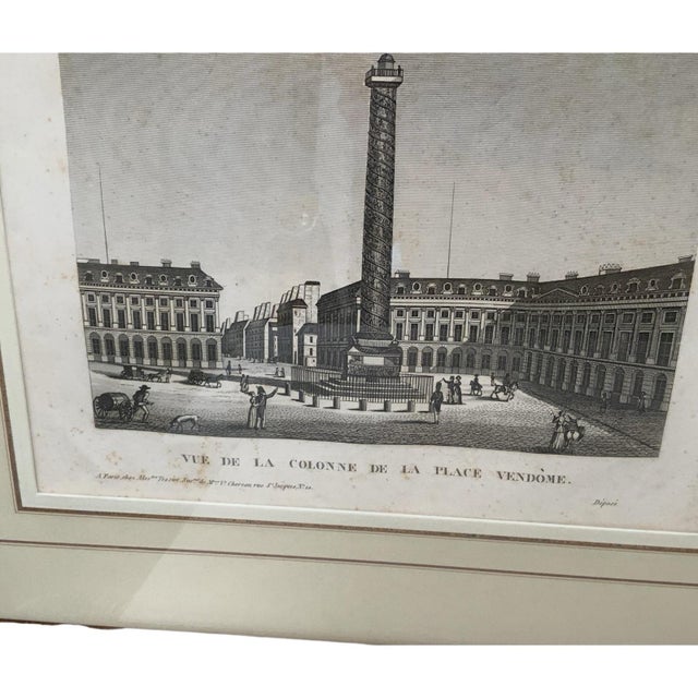 Gray Pair of 19th C. French Architectural Engravings of Place Vendôme Custom Framed by J. Pocker & Son, Nyc For Sale - Image 8 of 11