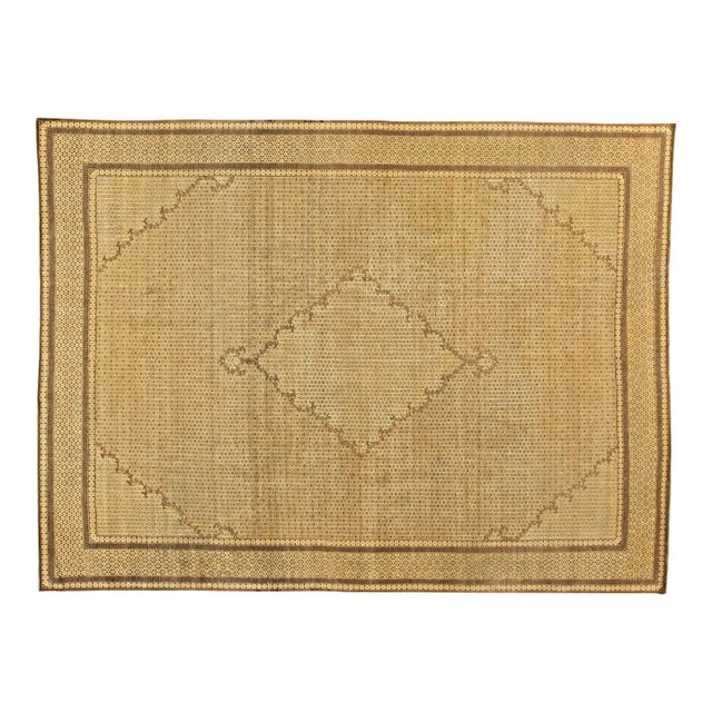 Fine 1920s Persian Ghom Beige and Brown Handwoven Wool Rug For Sale