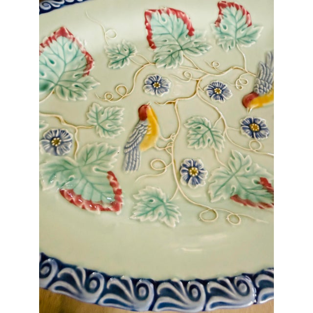 Pottery Barn Blue Majolica Bird Plates Set - Set of 9 For Sale - Image 11 of 12