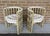 Vintage Hollywood Regency Distressed Cream Washed Spindle Barrel Chairs With Chinese Horseshoe Design, a Pair For Sale - Image 9 of 11
