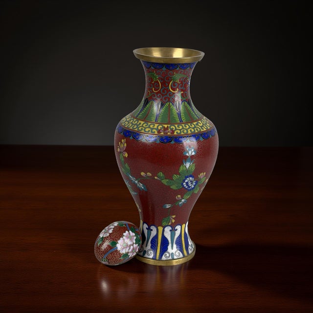 Metal Vintage Chinese Cloisonné Vase and Egg For Sale - Image 7 of 8