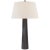 Chapman & Myers by Visual Comfort Signature Fluted Spire Large Cordless Table Lamp in Aged Iron with Linen Shade For Sale