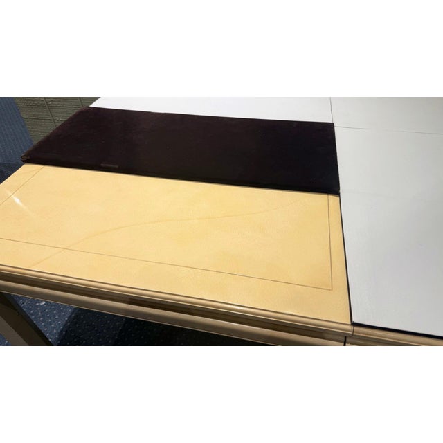 1970s Vintage Henredon Faux Goatskin Dining Table With Two Leaves For Sale - Image 11 of 11