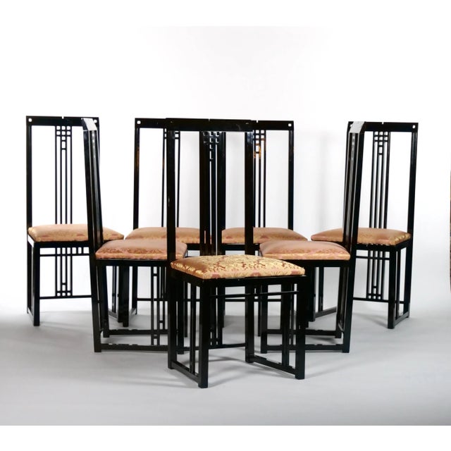 Black Lacquered Frame / Upholstered Dining Chair Set 10 For Sale - Image 13 of 13
