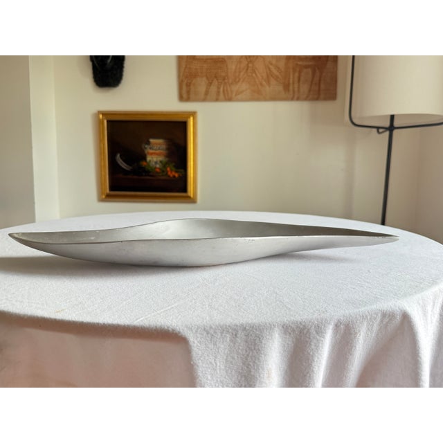 Mid 20th Century Mid Century Space Age Sculptural Silver Tone Biomorphic Dish For Sale - Image 5 of 10