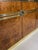 1970s Pierre Cardin Burled Olive Credenza Case Piece With Brass Detail For Sale - Image 9 of 10