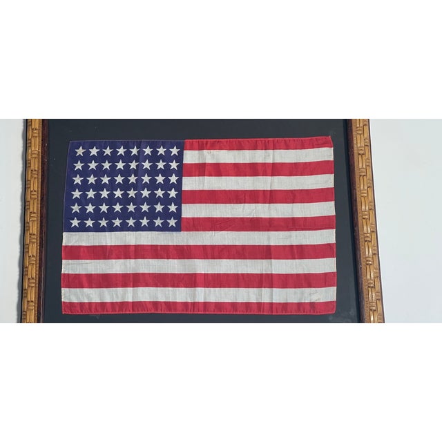 Antique American 48 Stars Flag in Folk Art Style Frame For Sale - Image 4 of 5
