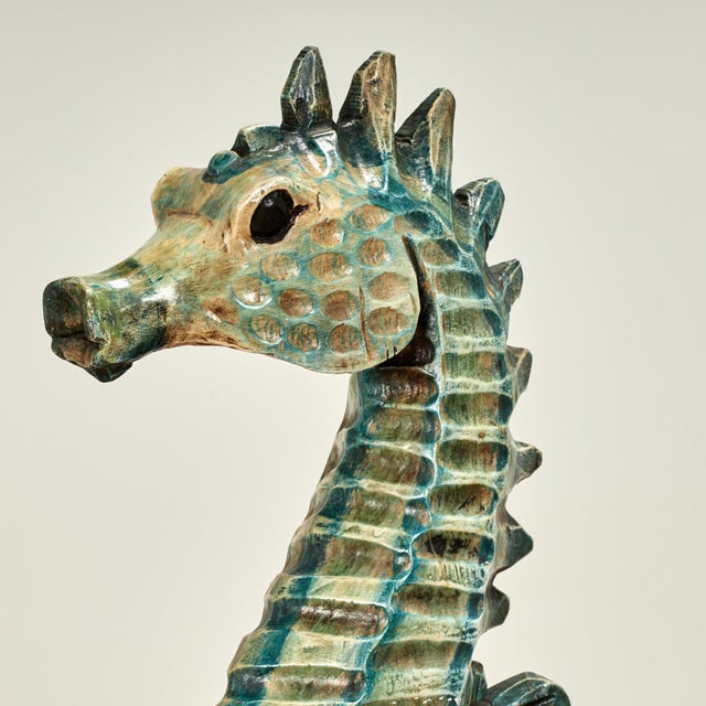 Wood Vintage Carved Wood Seahorse Sculpture For Sale - Image 7 of 9