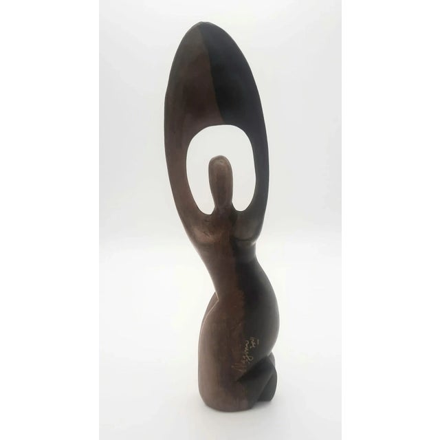 Early 21st Century Ghanian Iroko Wood Figurine of Kneeling Woman For Sale In Miami - Image 6 of 12