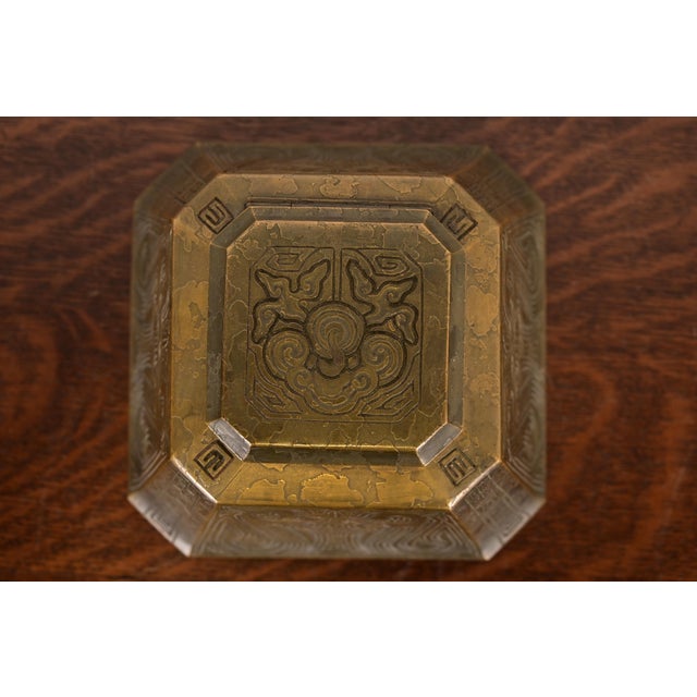 Early 20th Century Tiffany Studios New York Chinese Pattern Bronze Large Inkwell For Sale - Image 5 of 14