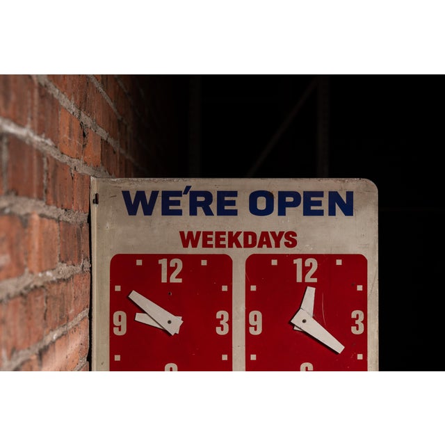 Vintage Open/Close Adjustable Clock Face Flange Business Sign For Sale In Chicago - Image 6 of 12